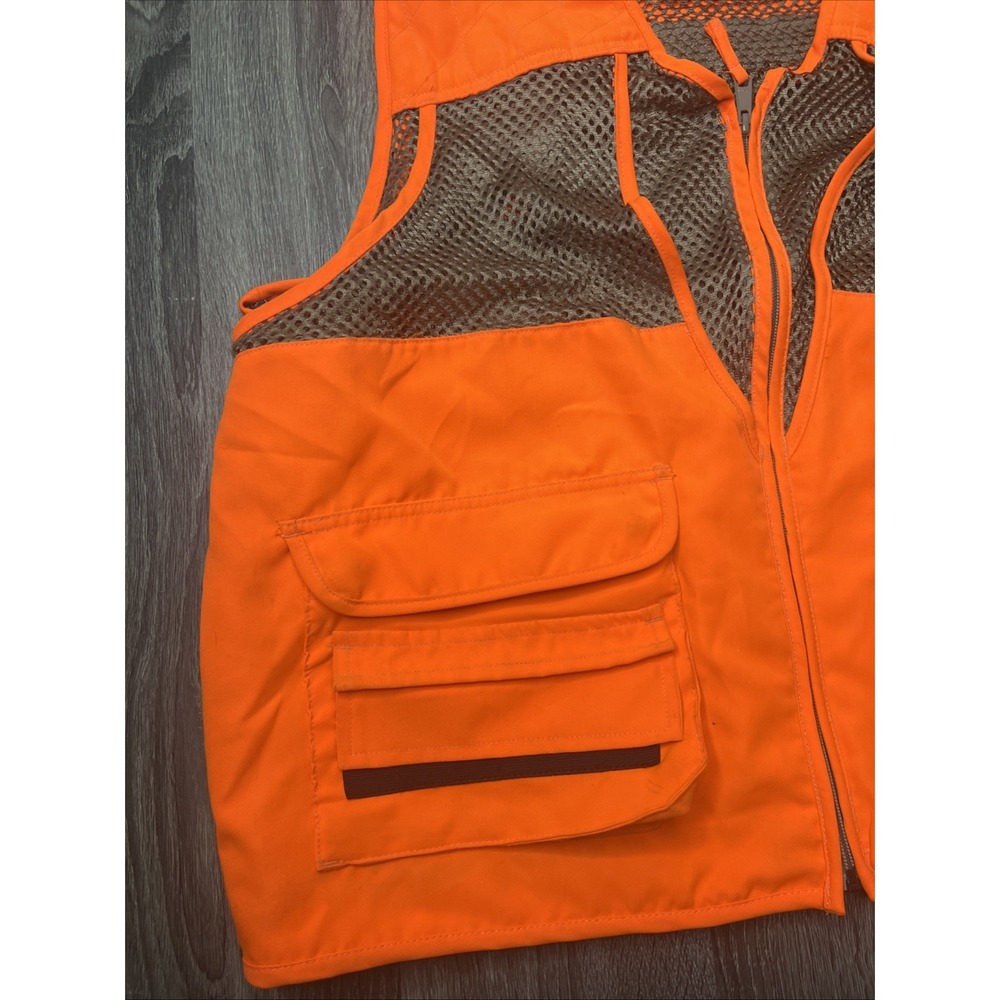 Cabela's Fowl Hunting Vest Mens XL Tan Orange Safety Pocket Storage Bird Duck - Picture 2 of 7